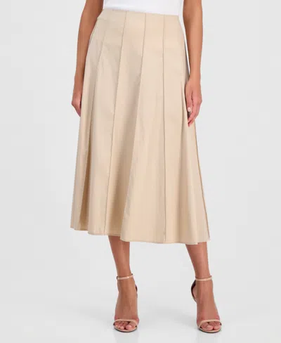 Anne Klein Petite A-line Midi Skirt In Safari