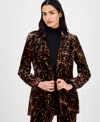 Anne Klein Petite Animal-print Notched Collar Blazer In Multi