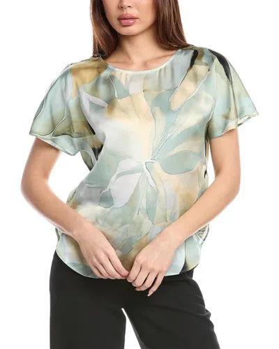Anne Klein Petite Bateau Neck Blouse In Green