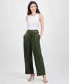 Anne Klein Petite Belted High Rise Pull-on Pants In Green