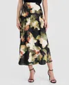Anne Klein Petite Pull-on Bias Flared Skirt In Multi