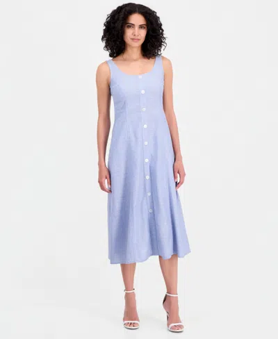 Anne Klein Petite Button Detail Sleeveless Tank Dress In Purple