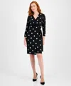 Anne Klein Dot Print Long Sleeve Wrap Dress