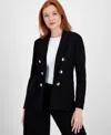 Anne Klein Petite Compression Faux-double-breasted Blazer, Macy's Exclusive In Black