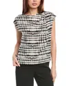 Anne Klein Petite Printed Extended-shoulder Top In Black