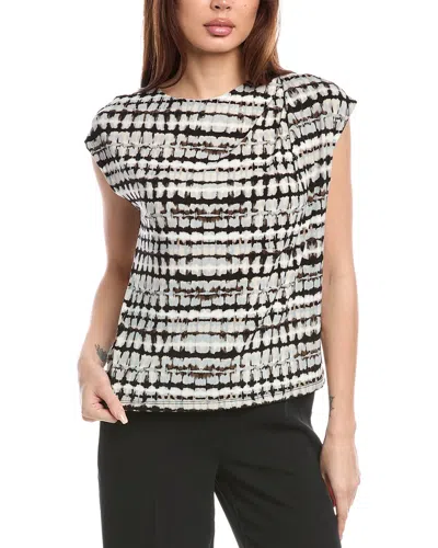 Anne Klein Petite Extended Shoulder Asymmetrical Top In Black