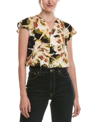 Anne Klein Petite Flutter Sleeve Top In Multi