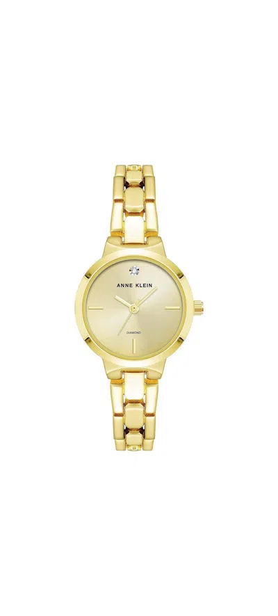 Anne Klein Petite Gold-tone Diamond Dial Champagne Sunray Ladies Watch Ak-4190chgb