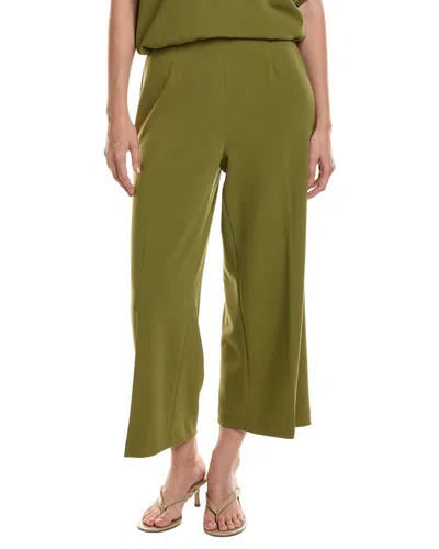 Anne Klein Petite High Rise Pull On Wide Leg Crop Pant In Green