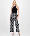 Anne Klein Petite High-rise Pull-on Wide-leg Pants In Multi
