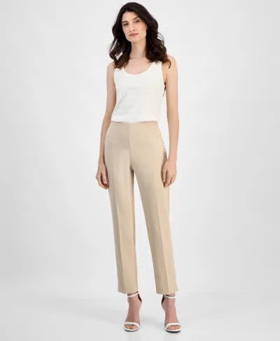 Anne Klein Petite Hollywood Pull-on Straight Pants In Neutral
