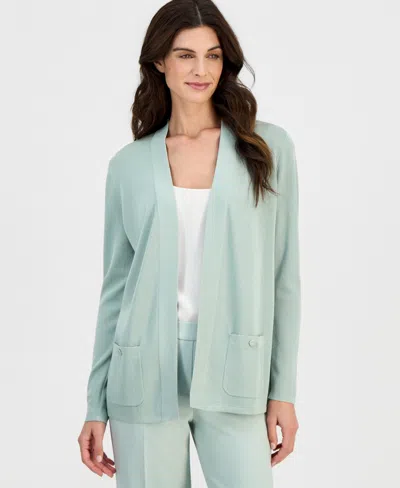 Anne Klein Petite Kissing-front Pocket Cardigan In Multi