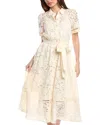 Anne Klein Petite Lace Button-down Tie-waist Midi Tea Dress