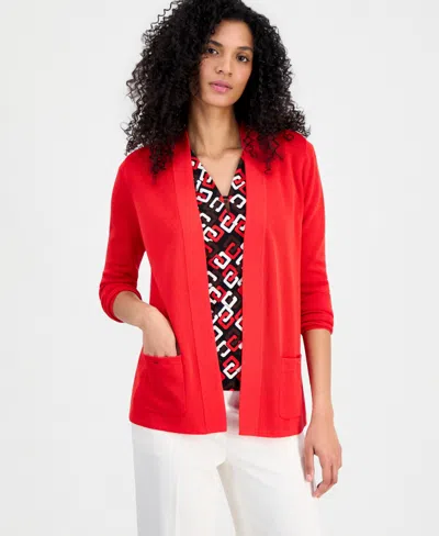 Anne Klein Petite Malibu Cardigan In Red