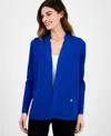 Anne Klein Petite Malibu Fine-rib Open-front Cardigan In Santorini Blue