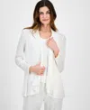 Anne Klein Petite Open-front Long-sleeve High-low Cardigan In Bright White