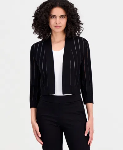 Anne Klein Petite Open-front Cardigan Sweater In Black