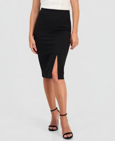 Anne Klein Petite Pull-on Pencil Skirt In Black