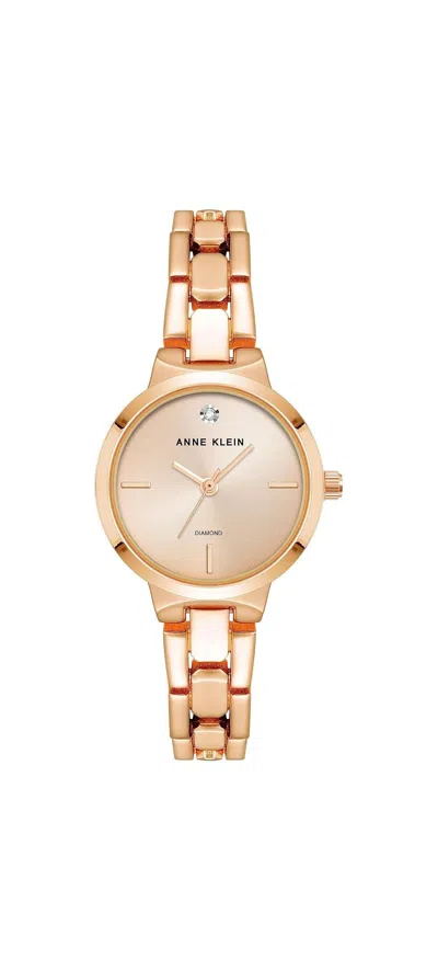 Anne Klein Petite Rose Gold-tone Diamond Dial Analog Ladies Watch Ak-4190rgrg