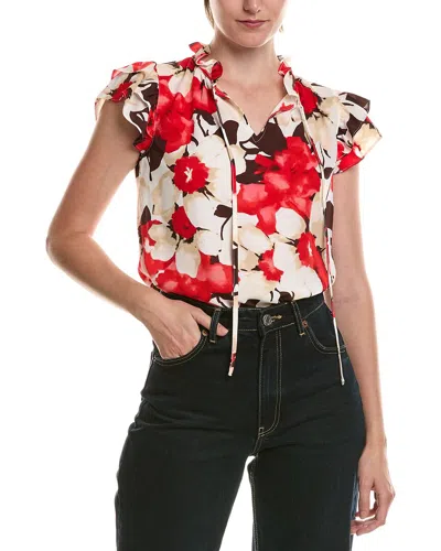 Anne Klein Petite Ruffle Sleeve Tie Blouse In Multi