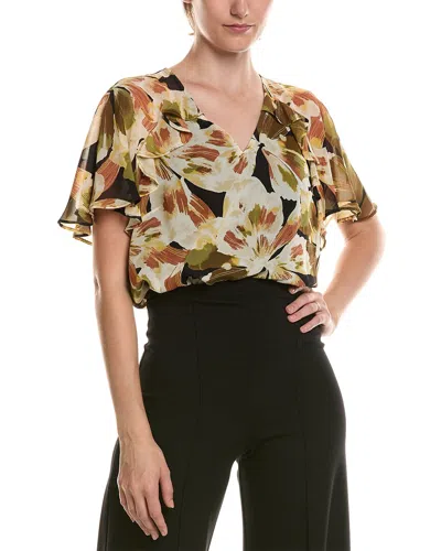 Anne Klein Petite Ruffle Sleeve Top In Multi