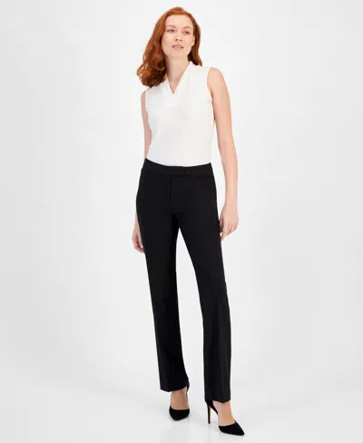 Anne Klein Petite Sabre Stretch Fly Flare-leg Pants In Black