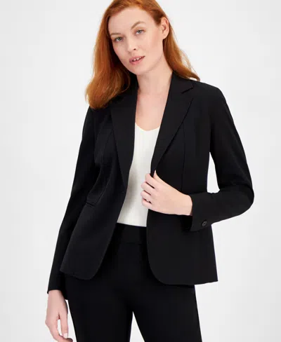 Anne Klein Petite Sabre Stretch One-button Jacket In Black