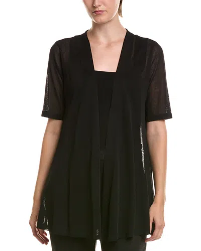 Anne Klein Petite Semi Sheer Short Sleeve Cardigan In Black