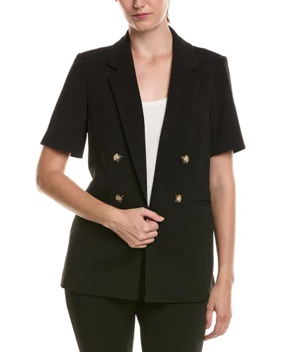 Anne Klein Petite Short Sleeve Jacket In Black