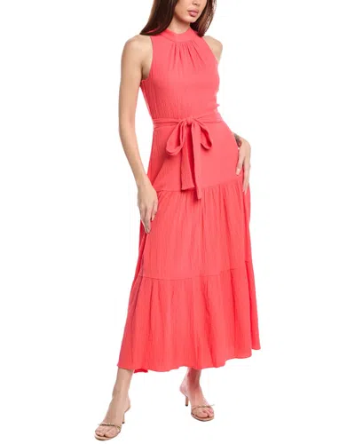 Anne Klein Petite Tiered Tie-neck Maxi Dress In Red