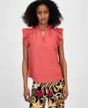 Anne Klein Womens Sleeveless Textured Ruffle Blouse Xxs P Xxl