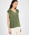 Anne Klein Petite V-neck Sleeveless Extended-shoulder Top
