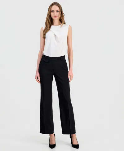 Anne Klein Petite Wide Leg Pull-on Pants In Black