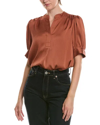 Anne Klein Petite Y Neck Top In Brown