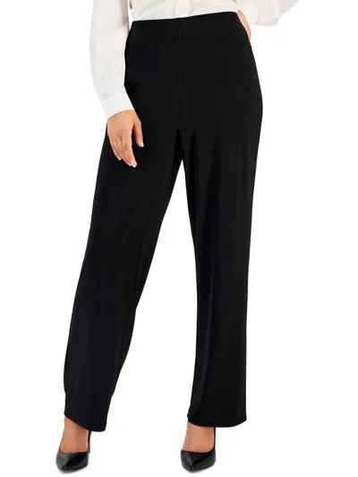 Anne Klein Petites Womens Knit Pull On Wide Leg Pants In Black