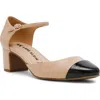 Anne Klein Pearle Womens Faux Leather Ankle Strap Pumps In Biscotti/black