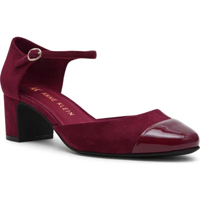Anne Klein Picus Ankle Strap Pump In Burgundy