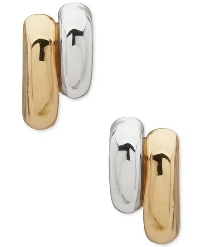 Anne Klein Pierced Post Two-tone Button Earrings