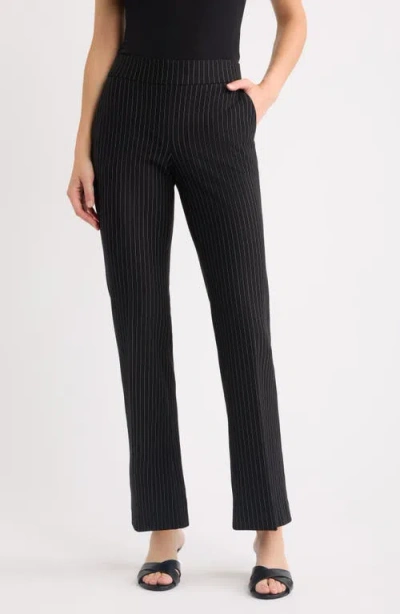 Anne Klein Pinstripe Pull-on Trousers In Blue