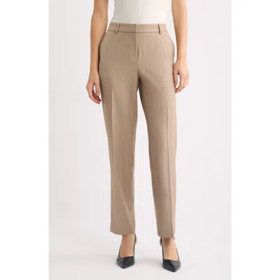 Anne Klein Pinstripe Straight Leg Ankle Pants In Brown