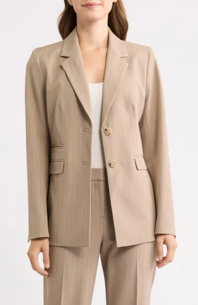 Anne Klein Pinstripe Two-button Blazer In Burgundy