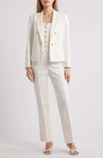 Anne Klein Pintuck Stretch Cotton Blend Pants In Bright White