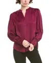 Anne Klein Pleat Front Blouse In Burgundy