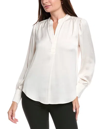 Anne Klein Pleat Front Blouse In White