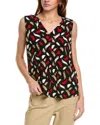Anne Klein Women's Printed Sleeveless V-neck Shell Top In Red