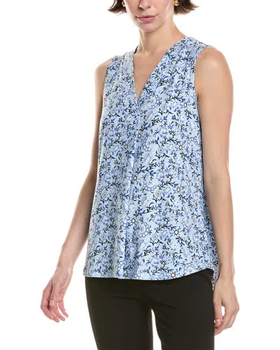 Anne Klein Pleat Front Top In Opal Blue Multi