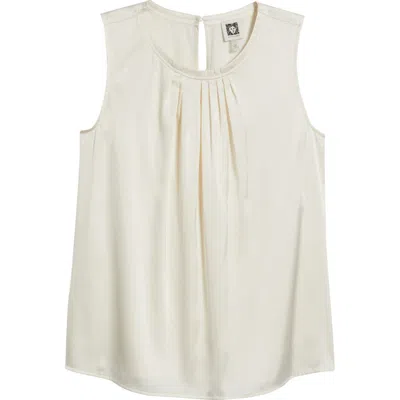 Anne Klein Pleat Neck Sleeveless Top In Anne White