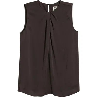 Anne Klein Pleat Neck Top In Brown
