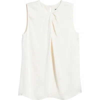 Anne Klein Pleat Neck Top In White