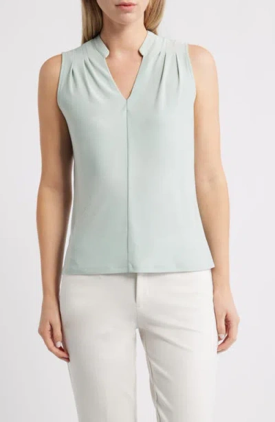 Anne Klein Pleat Shoulder Sleeveless Top In Blue